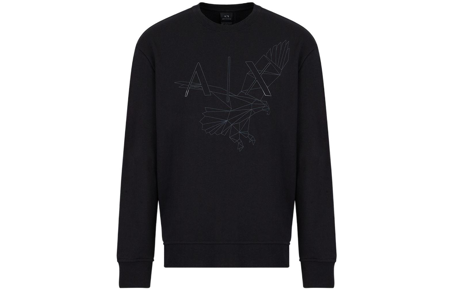 Armani Exchange SS23 Graphic Print Crewneck Sweatshirt Black () 3RZMAQ-ZJTDZ-1200