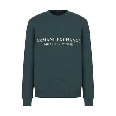 Armani Exchange SS23 Green Graphic Long-Sleeve Crewneck Sweatshirt Men 8NZM88-ZJKRZ-1882