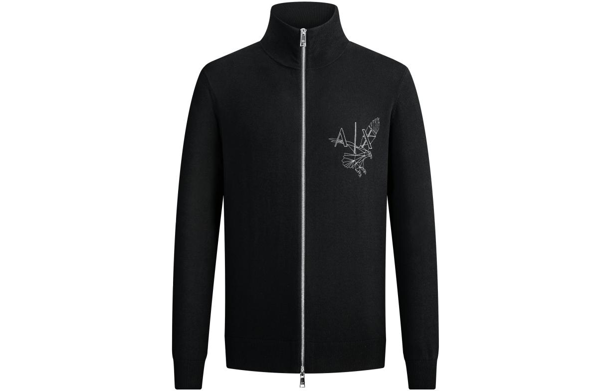 Armani Exchange SS23 Logo Jacquard Knit Zip Jacket Black 3RZE1C-ZMX8Z-1200