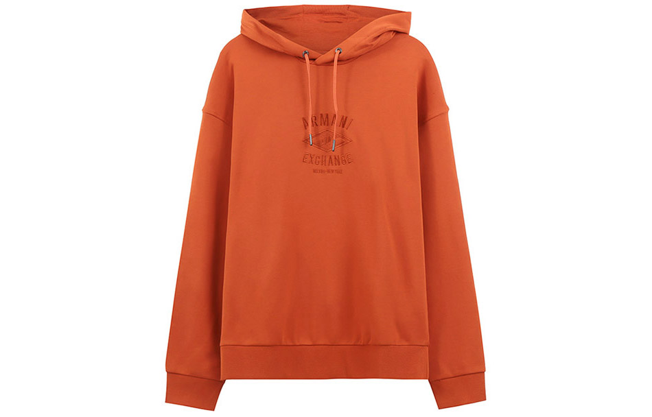 Armani Exchange SS23 Rust Red Embroidered Logo Hoodie 6LZMLD-ZJNBZ-1498