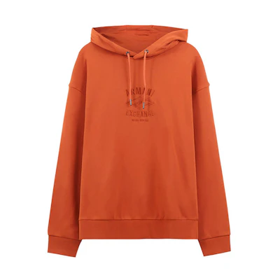 Armani Exchange SS23 Rust Red Embroidered Logo Hoodie 6LZMLD-ZJNBZ-1498