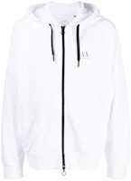 Armani Exchange SS23 White Letter Print Zip-Up Hoodie with Drawstring 8NZMSR-ZJKRZ-1100 Armani Exchange SS23 White Letter Print Zip-Up Hoodie with Drawstring 8NZMSR-ZJKRZ-1100