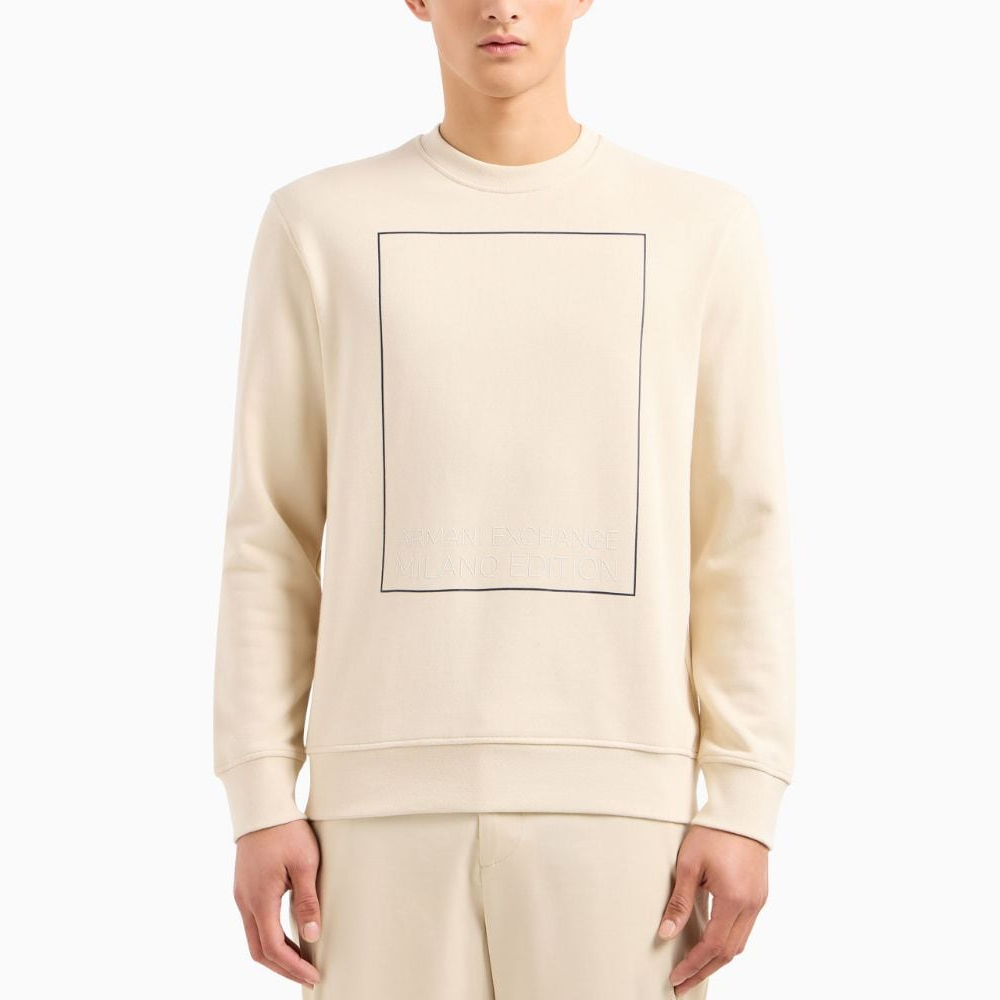 Lookbook ARMANI EXCHANGE SS24 米色方框印花圓領套頭衫衛衣 3DZMHH-ZJGGZ-1792