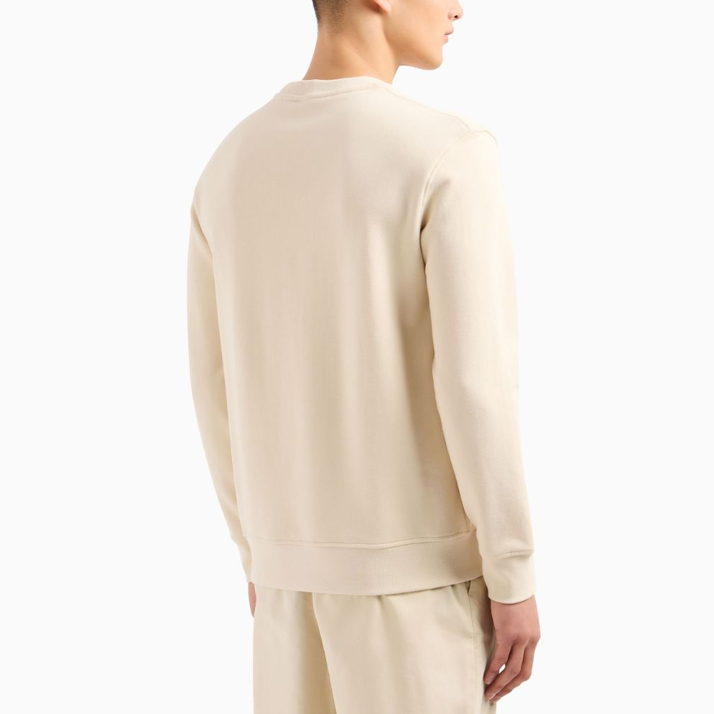 Shop ARMANI EXCHANGE SS24 米色方框印花圓領套頭衫衛衣 3DZMHH-ZJGGZ-1792