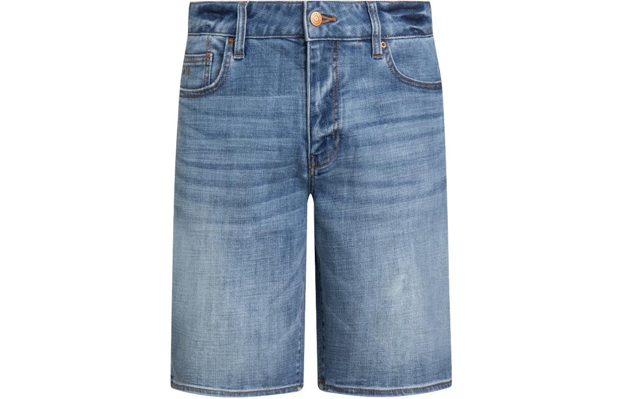 ARMANI EXCHANGE SS24  Blue Mid-Rise Straight Denim Shorts. 3DZJ65-Z1XBZ-1500