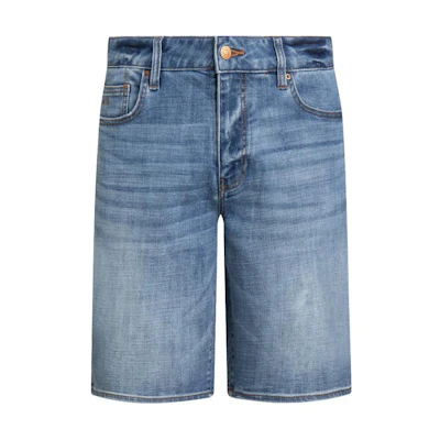 ARMANI EXCHANGE SS24 Blue Mid-Rise Straight Denim Shorts. 3DZJ65-Z1XBZ-1500