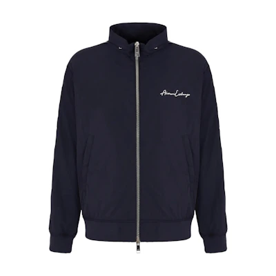 ARMANI EXCHANGE SS24 Navy Blue Logo Embroidered Hoodie Cotton Jacket. 8NZB99-ZNXXZ-1510