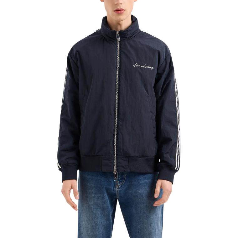 ARMANI EXCHANGE SS24  Navy Blue Logo Embroidered Hoodie Cotton Jacket. 8NZB99-ZNXXZ-1510 圖 3