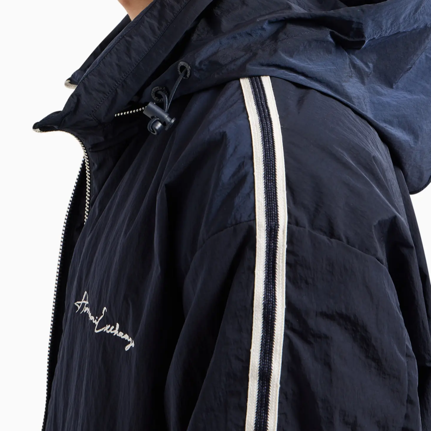 ARMANI EXCHANGE SS24  Navy Blue Logo Embroidered Hoodie Cotton Jacket. 8NZB99-ZNXXZ-1510 圖 6