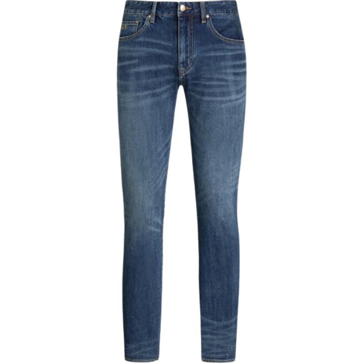 ARMANI EXCHANGE SS24  Slim Fit Washed Zipper Pocket Jeans Denim Blue 3DZJ13-Z1XCZ-1500
