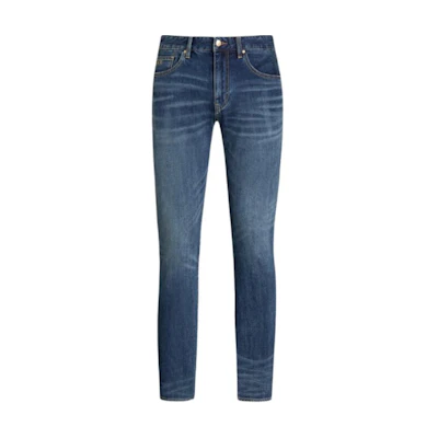 ARMANI EXCHANGE SS24 Slim Fit Washed Zipper Pocket Jeans Denim Blue 3DZJ13-Z1XCZ-1500