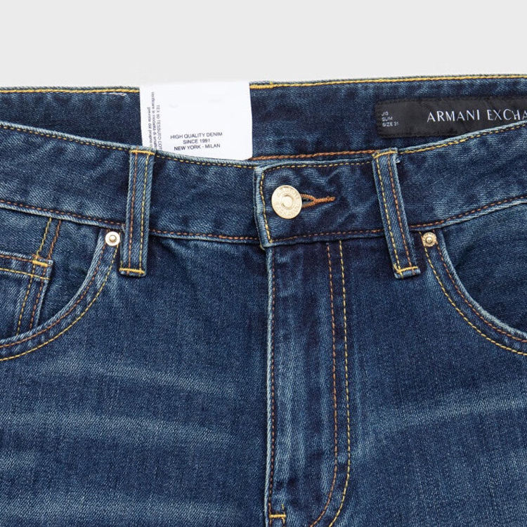 Purchase 阿玛尼交换SS24修身水洗拉链口袋牛仔裤 丹宁蓝 3DZJ13-Z1XCZ-1500