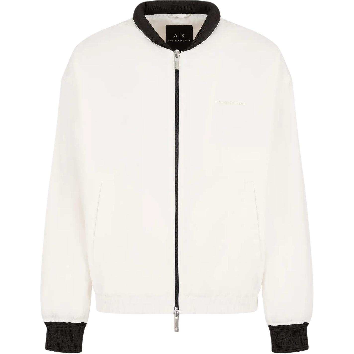 ARMANI EXCHANGE SS24  White Logo Print Bomber Short Casual Jacket 6DZBL8-ZN5KZ-1116