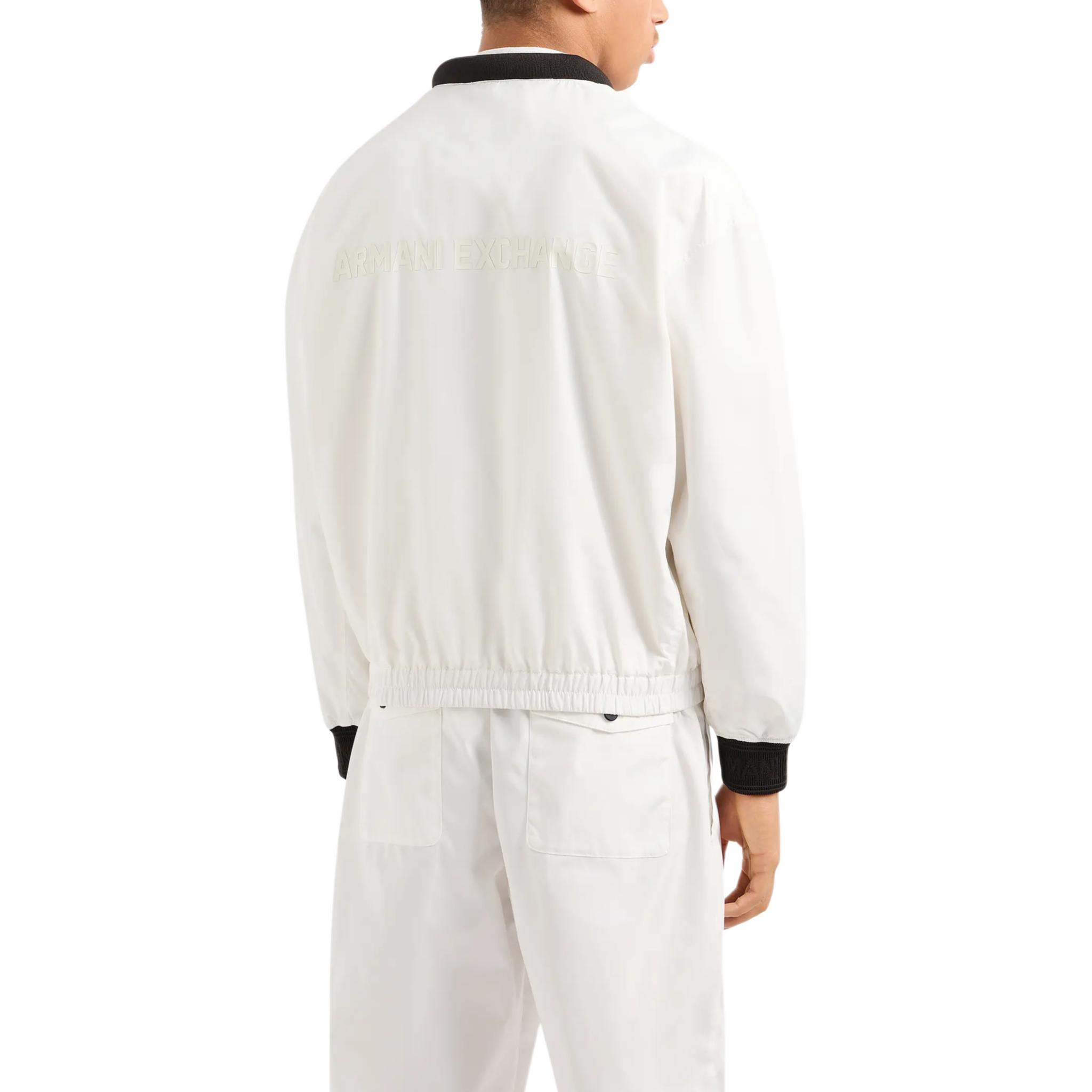 Purchase ARMANI EXCHANGE SS24  White Logo Print Bomber Short Casual Jacket 6DZBL8-ZN5KZ-1116