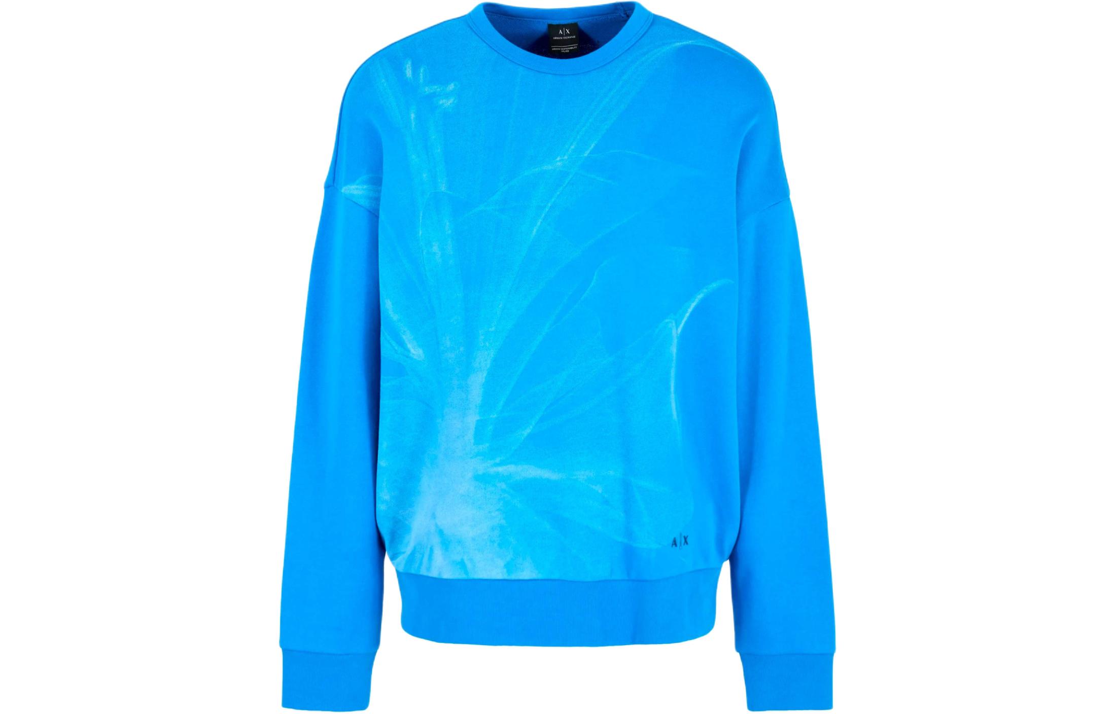 Armani Exchange SS24 Abstract Print Crewneck Sweatshirt Men’s Light Blue 3DZMKB-ZJDGZ-1559