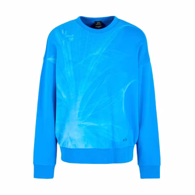 Armani Exchange SS24 Abstract Print Crewneck Sweatshirt Men’s Light Blue 3DZMKB-ZJDGZ-1559