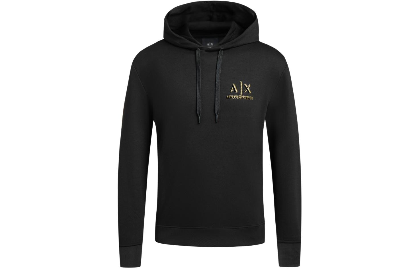 Order Armani Exchange SS24 黑色字母印花抽繩寬鬆版連帽衫 3DZMSB-Z9N1Z-1200