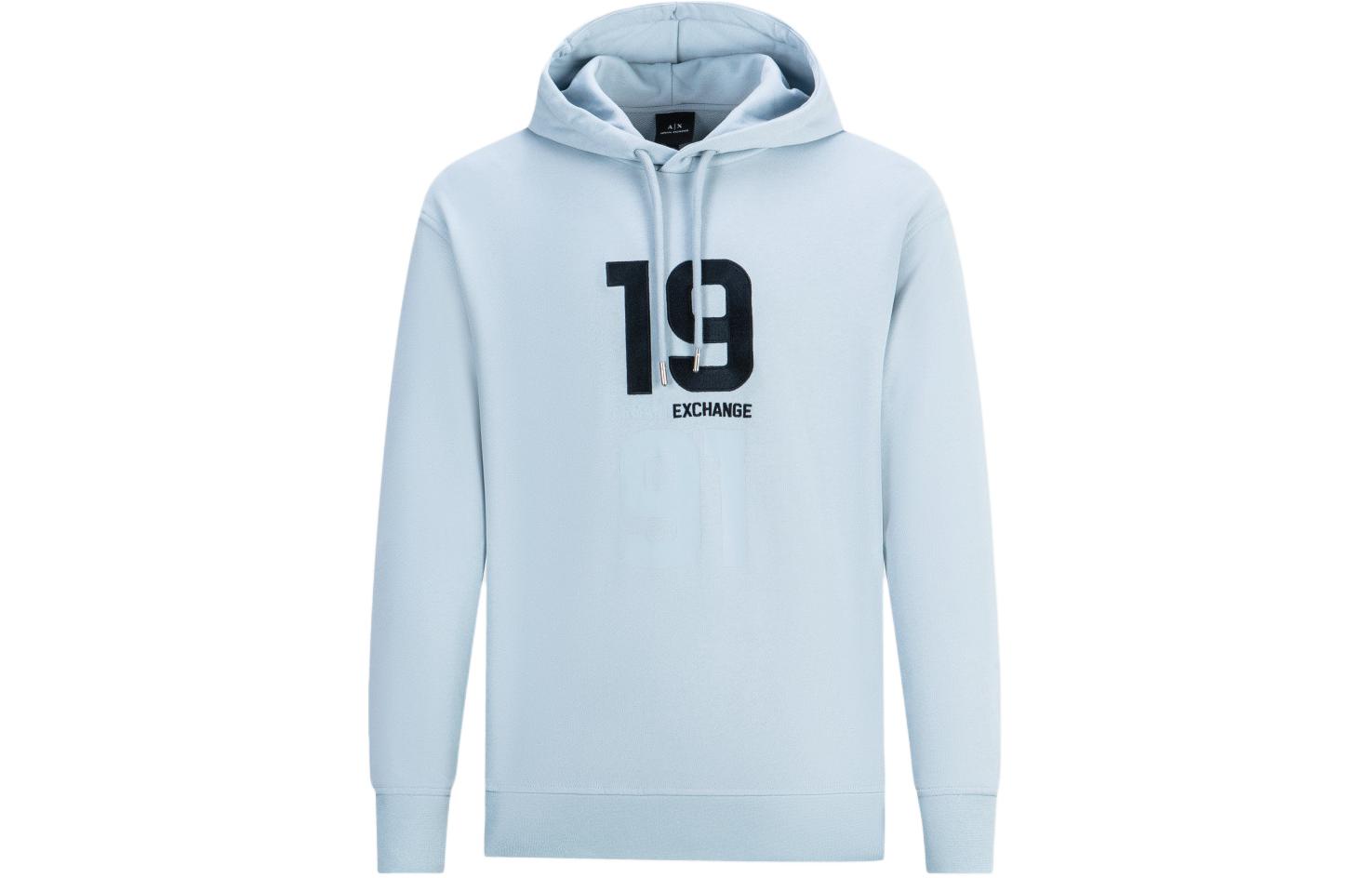 Armani Exchange SS24 Digital Print Blue Hoodie for Men 3DZMLJ-ZJ4XZ-15DB