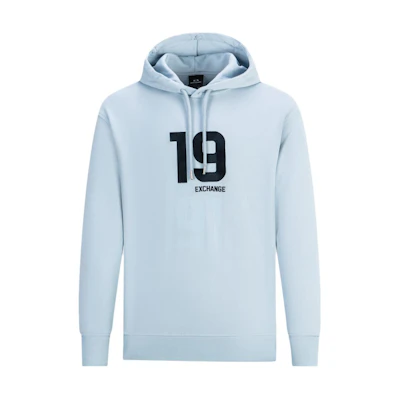 Armani Exchange SS24 Digital Print Blue Hoodie for Men 3DZMLJ-ZJ4XZ-15DB