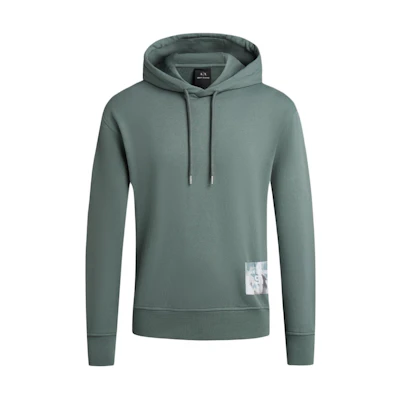 Armani Exchange SS24 Green Logo Patch Hooded Sweatshirt 3DZMLE-ZJ4XZ-1888
