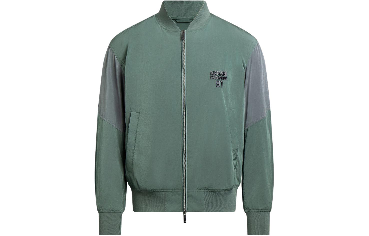 Armani Exchange SS24 Green Zip-Up Jacket with Embroidered Logo 3DZBL8-ZN3BZ-1888