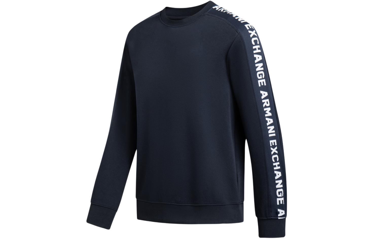 Shop Armani Exchange SS24 Logo Crewneck Long Sleeve Sweatshirt 3DZMLA-ZJLGZ-1888