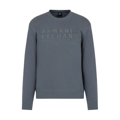 Armani Exchange SS24 Logo Embroidered Crewneck Long Sleeve Sweatshirt Men 3DZMJP-ZJY9Z-1839