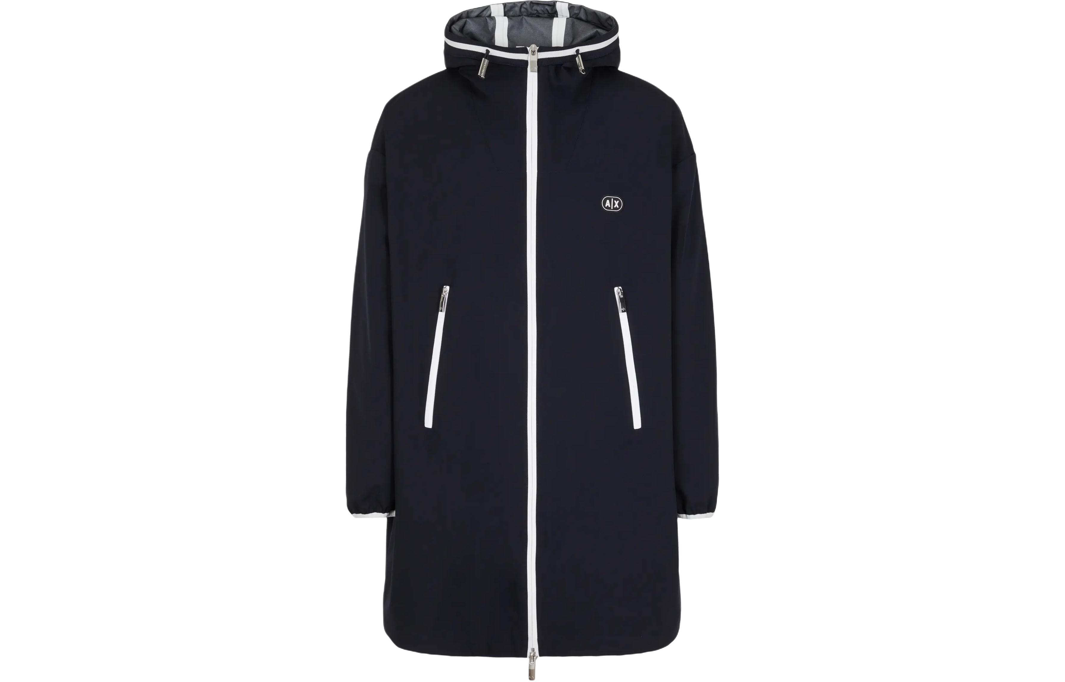 Armani Exchange SS24 Logo Print Zip Hoodie Jacket Navy Blue - 3DZKL1-ZN3AZ-1583