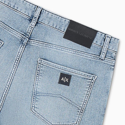 ARMANI EXCHANGE SS24 男士Logo低腰直筒修身牛仔裤 浅蓝色. 3DZJ13-Z1TTZ-25EU Cheap ARMANI EXCHANGE SS24 男士Logo低腰直筒修身牛仔裤 浅蓝色. 3DZJ13-Z1TTZ-25EU