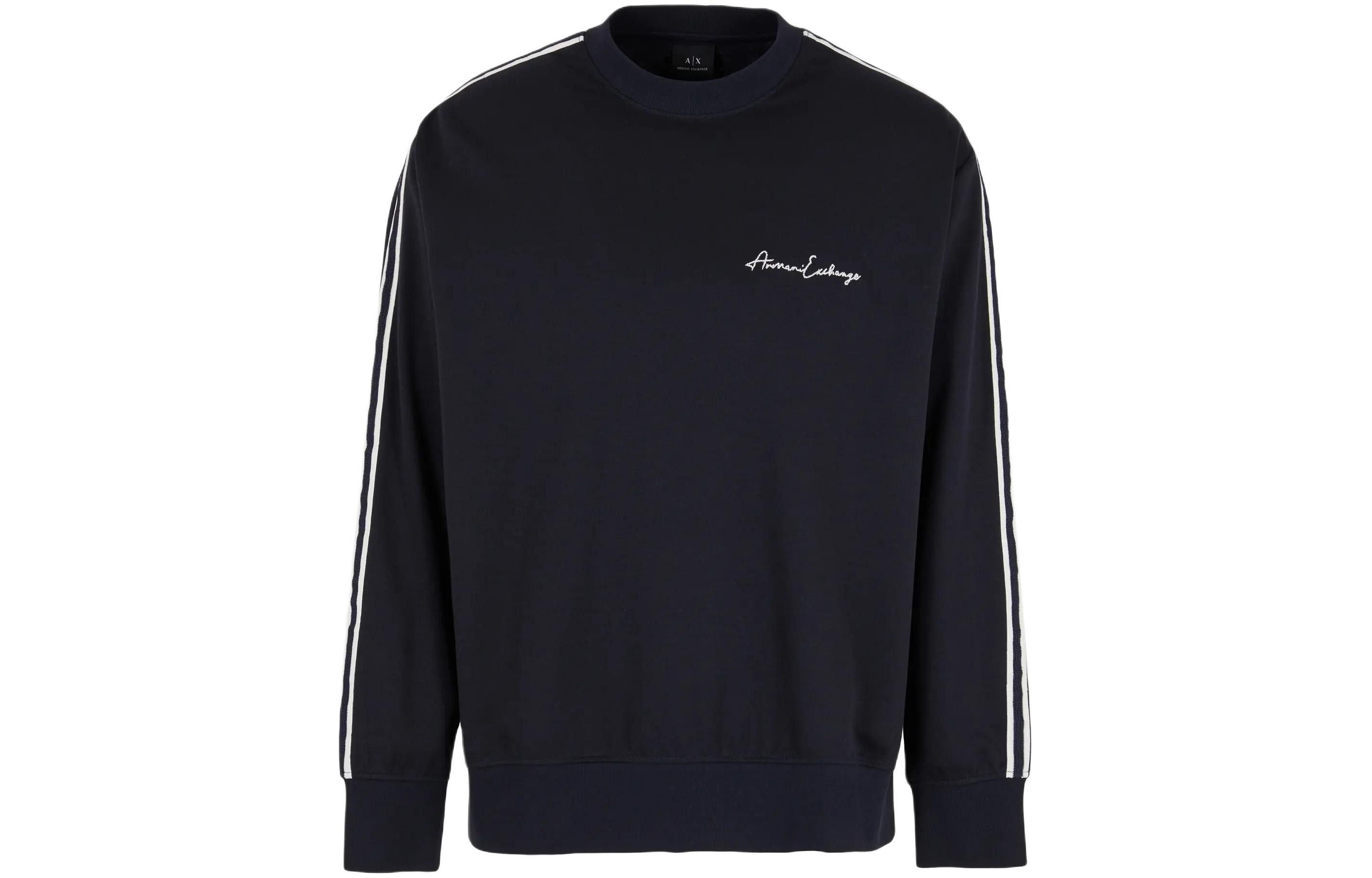 Armani Exchange SS24 Logo Stripe Crewneck Loose Fit Long Sleeve Sweatshirt 8NZMSG-Z9N1Z-1510
