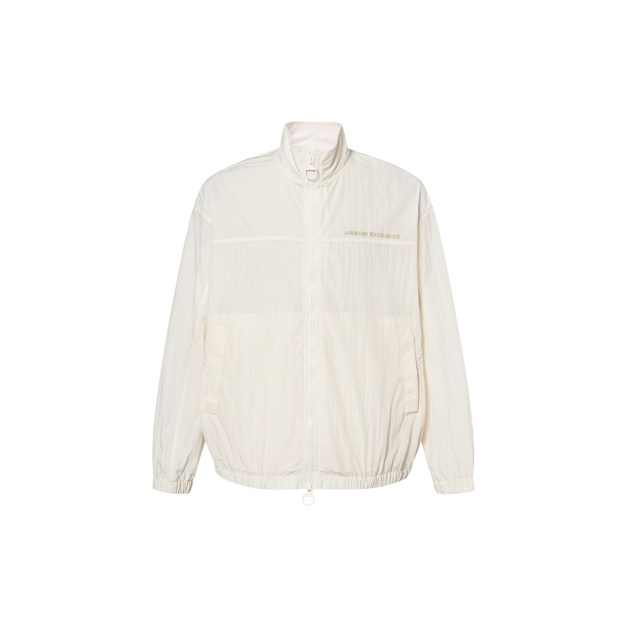 ARMANI EXCHANGE SS24 Logo Zip-Up Jacket  Off-White Long Sleeve Coat 3DZB03-ZN3NZ-1793