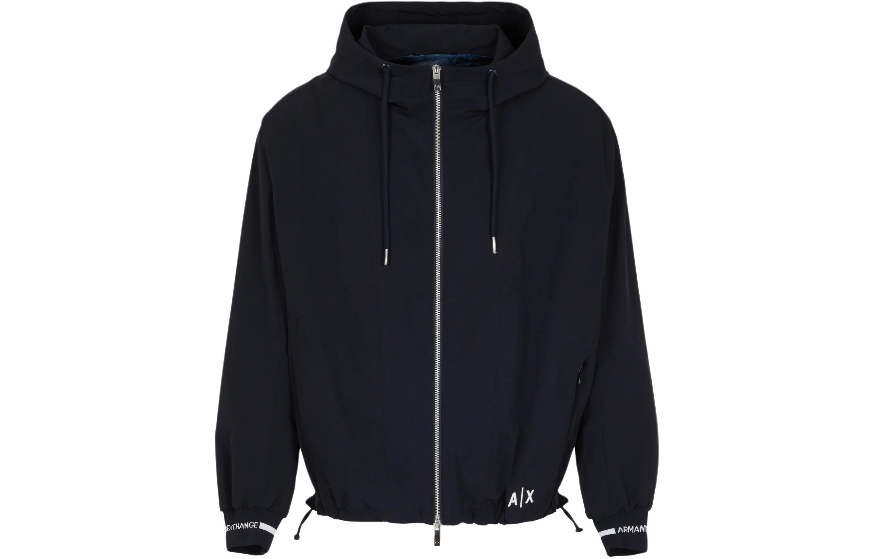 Armani Exchange SS24 Navy Blue Logo Loose Fit Zip-Up Hoodie Jacket 3DZBL9-ZN3FZ-1583