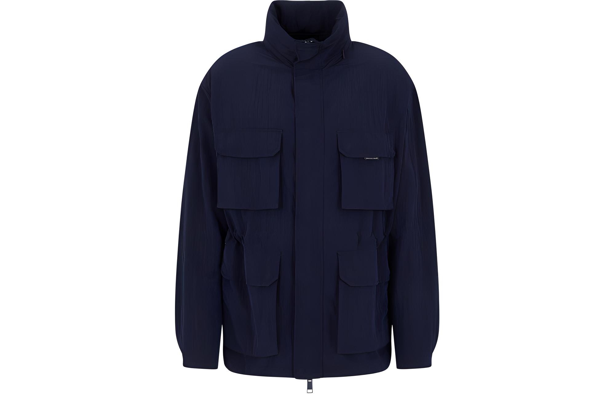 Armani Exchange SS24 Navy Blue Loose-Fit Jacket with Removable Hood 3DZK05ZN3QZ-15CX