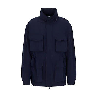 Armani Exchange SS24 Navy Blue Loose-Fit Jacket with Removable Hood 3DZK05ZN3QZ-15CX