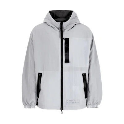 Armani Exchange SS24 Reversible Hooded Zip Jacket Gray - Letter Logo Design 3DZB23-ZN4FZ-6916