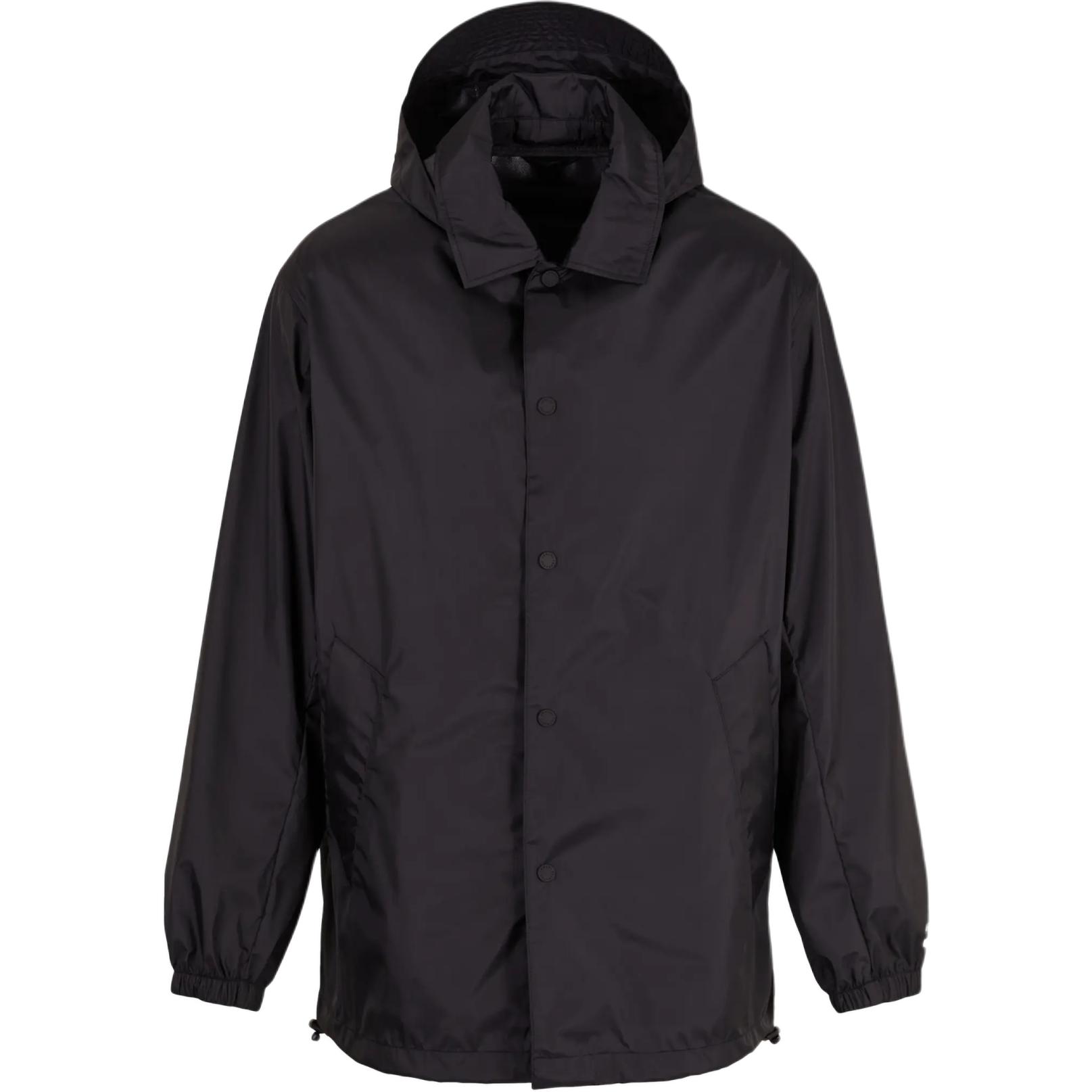 Armani Exchange SS24 Solid Black Hooded Button-Up Jacket 3DZK20-ZN4EZ-1200