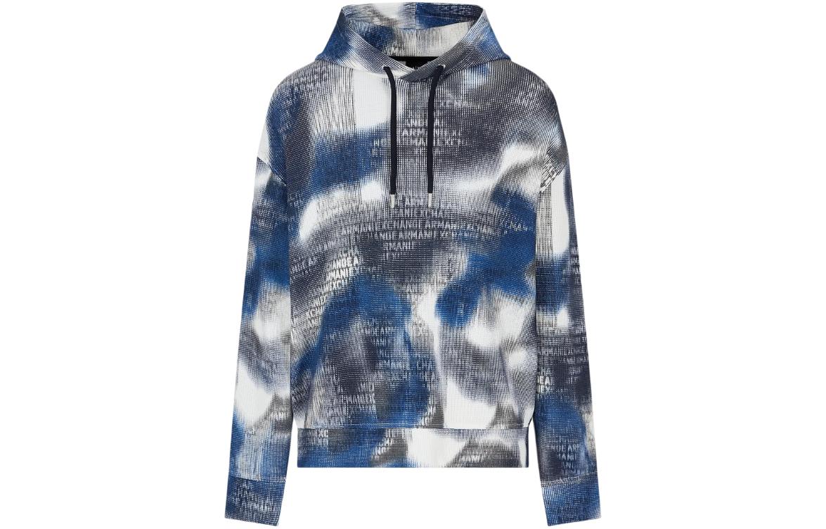 Armani Exchange SS24 Spray Logo Print Loose Fit Hoodie Mens 3DZMLC-ZJ86Z-55JK