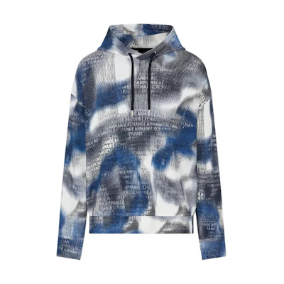 Armani Exchange SS24 Spray Logo Print Loose Fit Hoodie Mens 3DZMLC-ZJ86Z-55JK