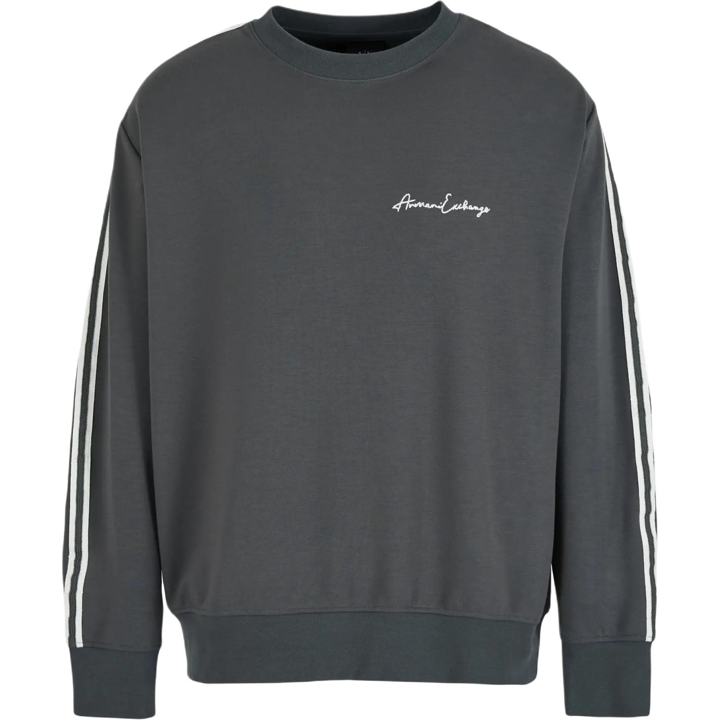 Armani Exchange SS24 Striped Logo Crewneck Sweatshirt Grey - 8NZMSG-Z9N1Z-1839