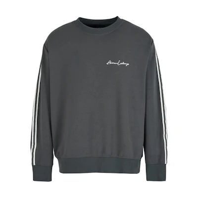Armani Exchange SS24 Striped Logo Crewneck Sweatshirt Grey - 8NZMSG-Z9N1Z-1839