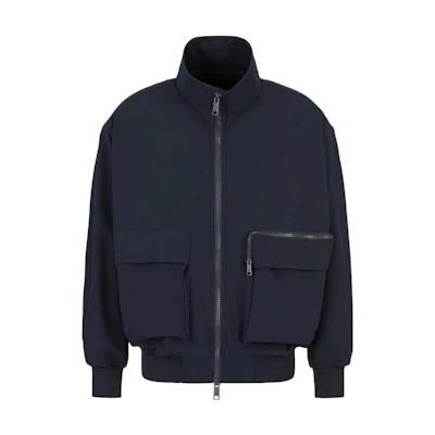 Armani Exchange Stand Collar Solid Color Zip-Up Jacket 3RZB22ZN1AZ1510