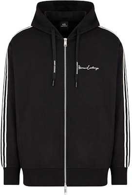 ARMANI EXCHANGE Stripe Logo Hoodie Full-Zip Sweatshirt Black Men FW24. 8NZMSH-Z9N1Z-1200 Buy ARMANI EXCHANGE Stripe Logo Hoodie Full-Zip Sweatshirt Black Men FW24. 8NZMSH-Z9N1Z-1200