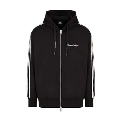 ARMANI EXCHANGE Stripe Logo Hoodie Full-Zip Sweatshirt Black Men FW24. 8NZMSH-Z9N1Z-1200