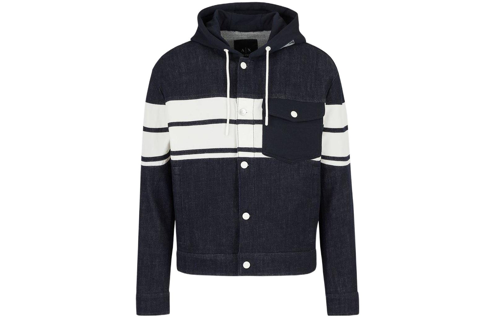 Armani Exchange Striped Drawstring Hooded Jacket 3RZBD8-Z1WZZ-05GR