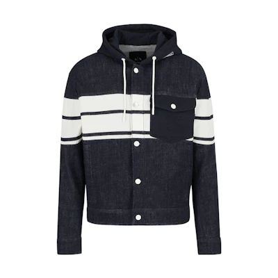 Armani Exchange Striped Drawstring Hooded Jacket 3RZBD8-Z1WZZ-05GR