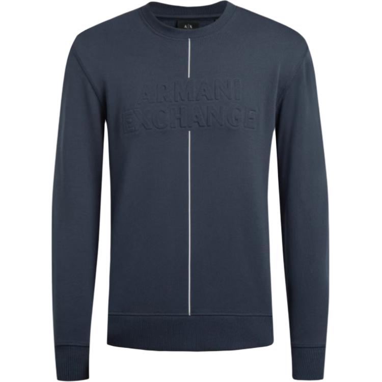 Armani Exchange Striped Print Crewneck Sweatshirt Navy Blue 3LZMAV-ZJ3UZ-1596