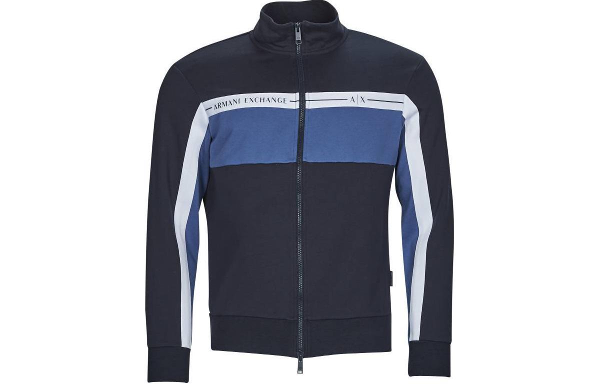 Armani Exchange Striped Stand Collar Jacket Navy Blue 3RZMFC-ZJDEZ-85CE