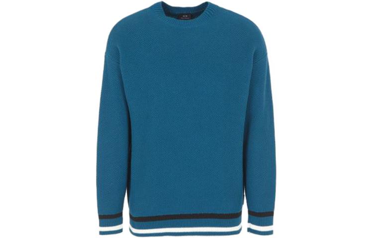 Armani Exchange Striped Trim Crewneck Pullover Sweatshirt 6RZM6A-ZMX8Z-15CR