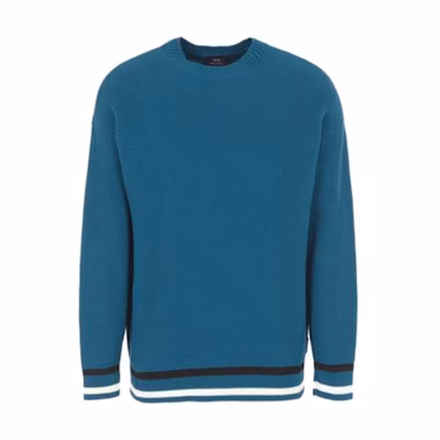 Armani Exchange Striped Trim Crewneck Pullover Sweatshirt 6RZM6A-ZMX8Z-15CR