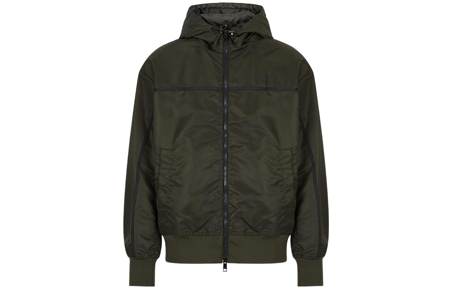 ARMANI EXCHANGE Striped Zip-Up Hoodie Jacket Men’s FW22 - Army Green. 6LZB03-ZNUSZ-1851